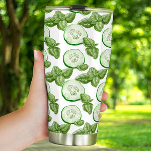 Sliced Cucumber Leaves Pattern Tumbler