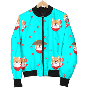 Shiba Inu Japanese Hat Pattern Men Bomber Jacket