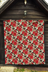 Hibiscus Pattern Print Design 04 Premium Quilt