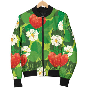 Strawberry Leaves Pattern Men Bomber Jacket