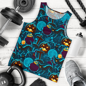 Halloween Pumpkin Cat Pattern Men Tank Top