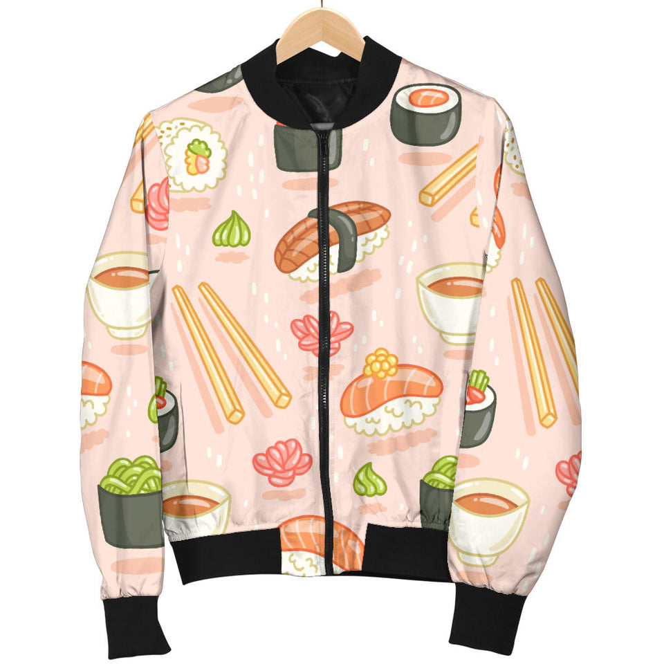 Sushi Pattern Background Men Bomber Jacket