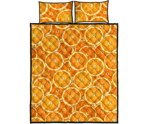 Sliced Orange Pattern Quilt Bed Set