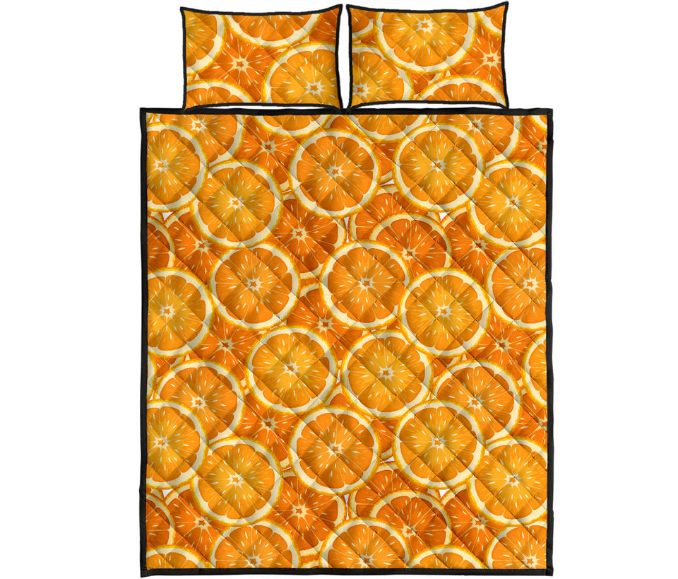 Sliced Orange Pattern Quilt Bed Set