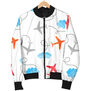 Airplane Cloud Pattern Men Bomber Jacket