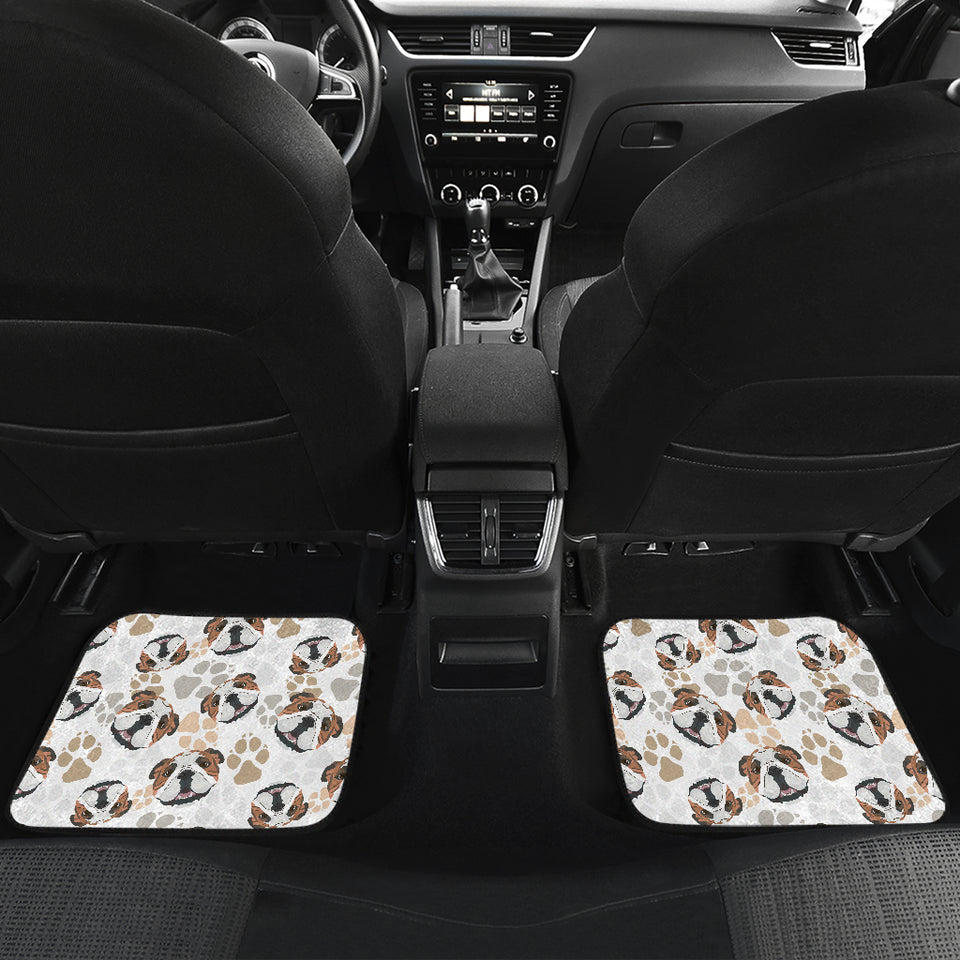 English Bulldog Pattern Print Design 01 Front and Back Car Mats