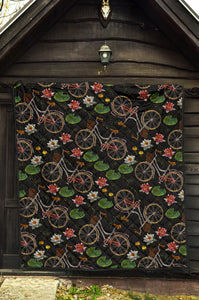 Bicycle Pattern Print Design 03 Premium Quilt