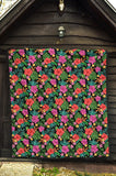 Hibiscus Pattern Print Design 01 Premium Quilt