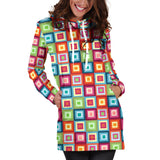 Rainbow Rectancular Pattern Women Hoodie Dress