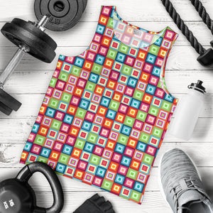 Rainbow Rectancular Pattern Men Tank Top