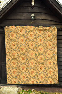 Squirrel Pattern Print Design 01 Premium Quilt