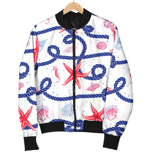 Starfish Shell Rope Pattern Men Bomber Jacket