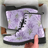 Lavender Pattern Background Leather Boots