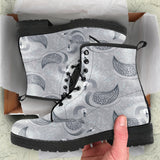 Swan Gray Pattern Leather Boots