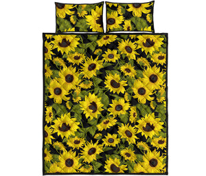 Sunflower Theme Pattern  Quilt Bed Set