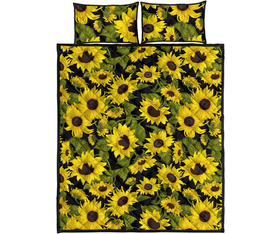 Sunflower Theme Pattern  Quilt Bed Set