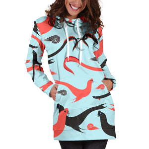 Sea Lion Pattern Theme Women Hoodie Dress