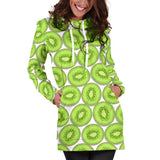 Sliced Kiwi Pattern Background Women Hoodie Dress