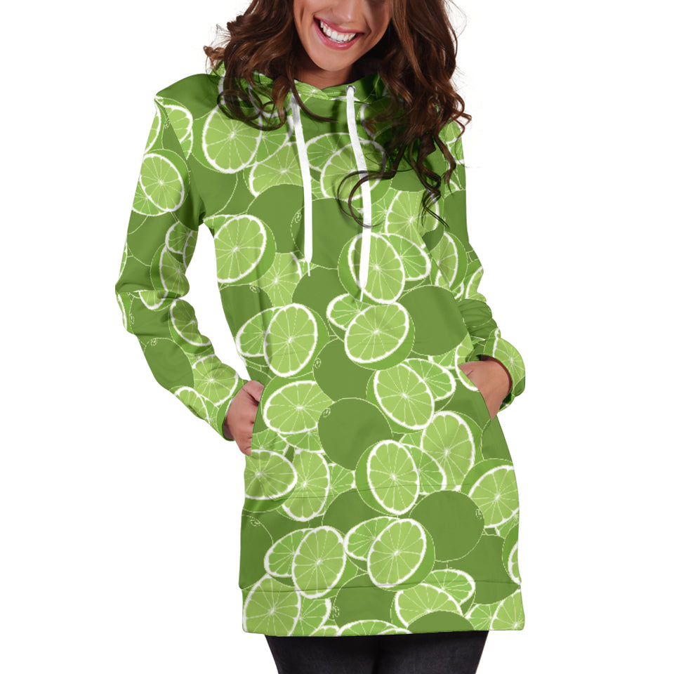 Lime Pattern Background Women Hoodie Dress