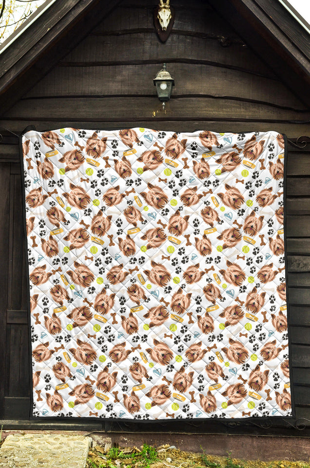Yorkshire Terrier Pattern Print Design 05 Premium Quilt
