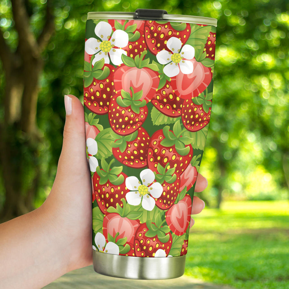 Strawberry Leaves Flower Pattern Tumbler