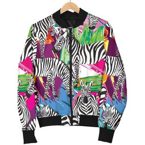 Zebra Colorful Pattern Men Bomber Jacket