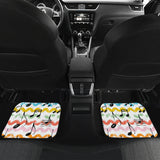 Music Notes Pattern Print Design 01 Front and Back Car Mats