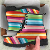 Rainbow Pattern Leather Boots