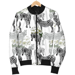 Zebra Pattern Women Bomber Jacket