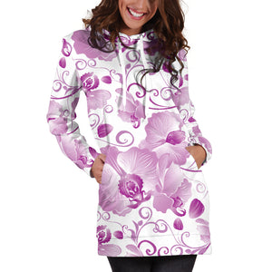 Orchid Pattern Women Hoodie Dress