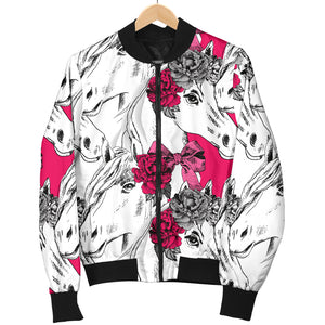 Horse Head Rose Pattern Men Bomber Jacket