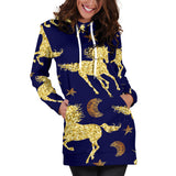 Unicorn Gold Pattern Women Hoodie Dress