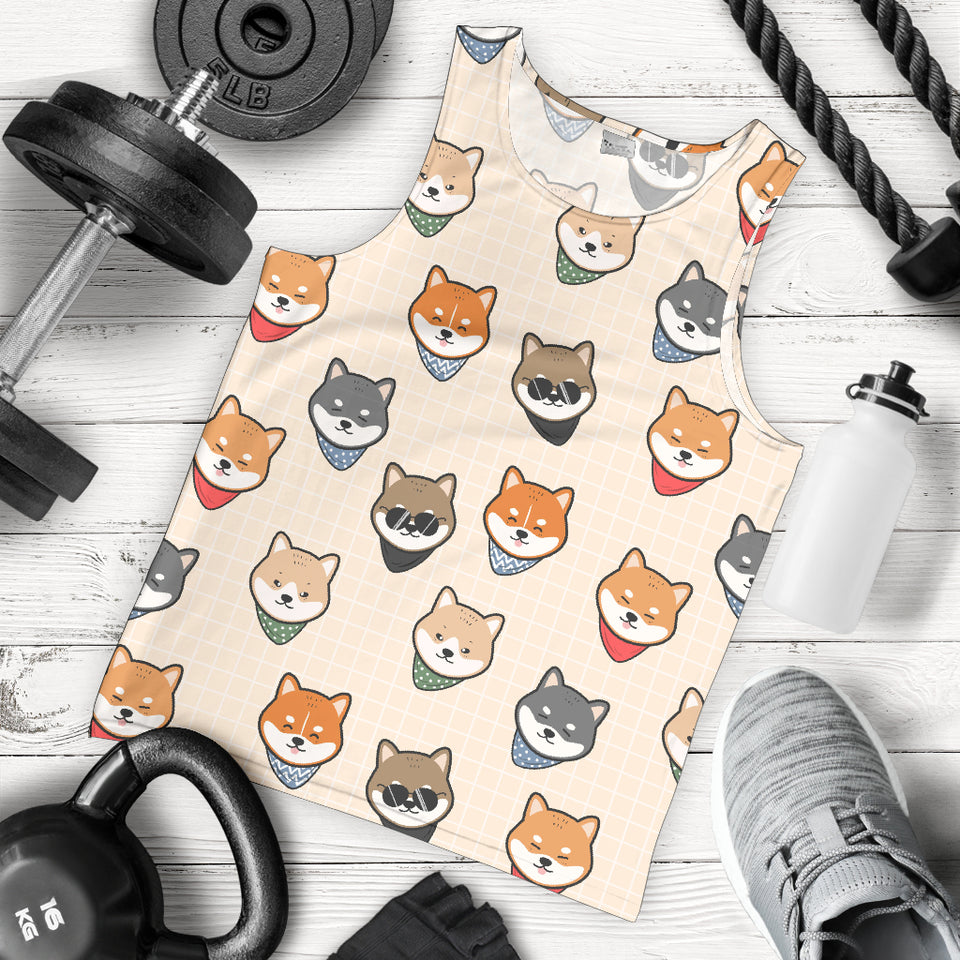 Shiba Inu Head Pattern Men Tank Top