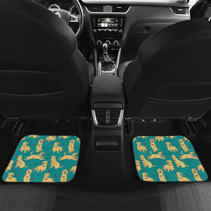 Golden Retriever Pattern Print Design 05 Front and Back Car Mats