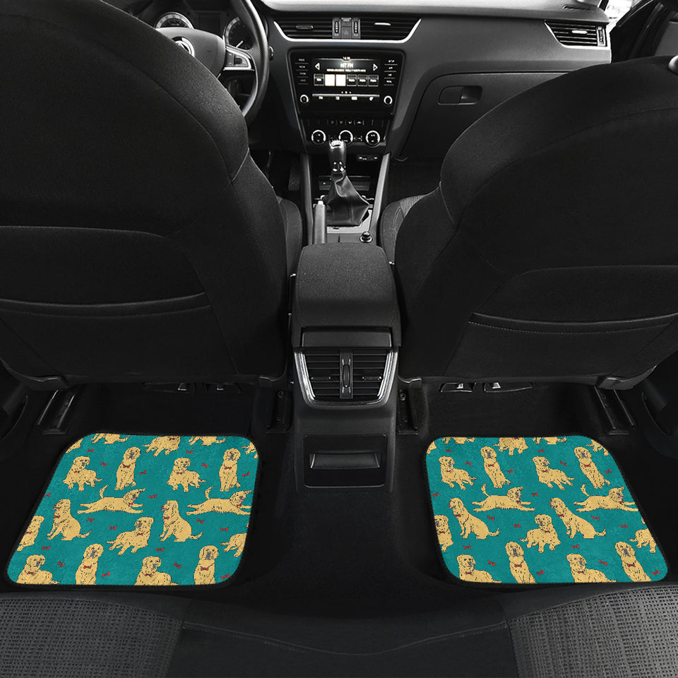 Golden Retriever Pattern Print Design 05 Front and Back Car Mats