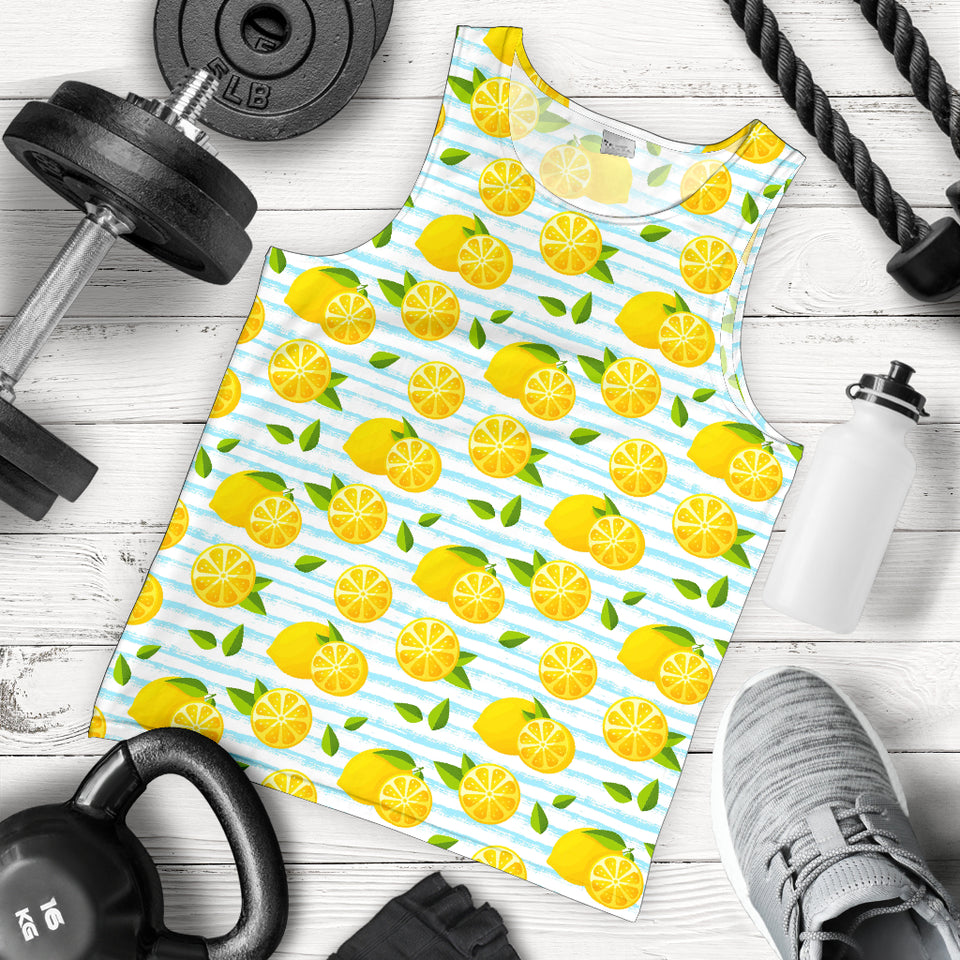 Lemon Pattern Stripe Background Men Tank Top