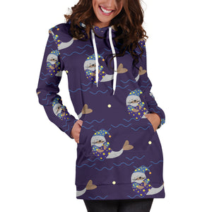 Sleeping Sea Lion Pattern Women Hoodie Dress