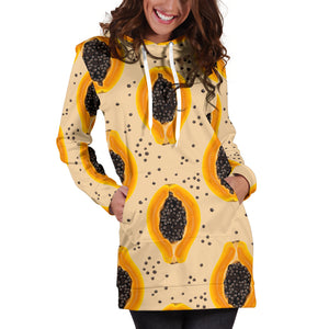 Papaya Pattern Women Hoodie Dress