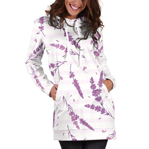 Lavender Pattern Stripe Background Women Hoodie Dress