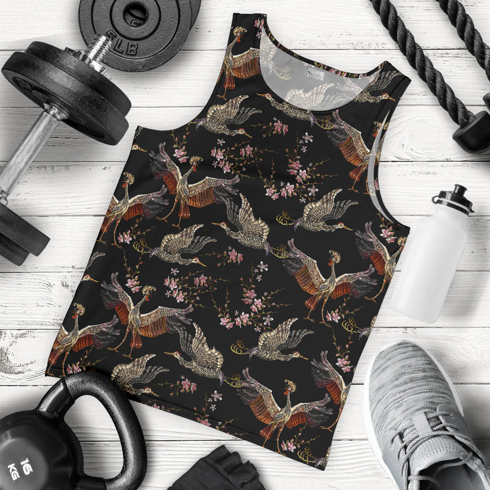 Japanese Crane Pattern Background Men Tank Top