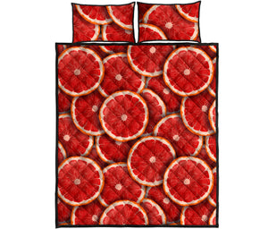 Sliced Grapefruit Pattern Background Quilt Bed Set