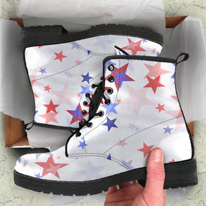 USA Star Pattern Leather Boots