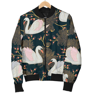 Swan Pattern Men Bomber Jacket