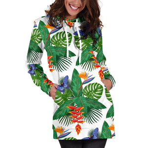 Heliconia Butterfly Leaves Pattern Women Hoodie Dress