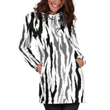 Gray Bengal Tiger Pattern Women Hoodie Dress