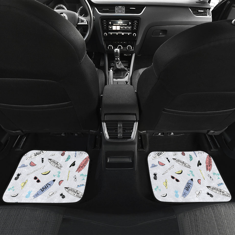 Surfboard Pattern Print Design 01 Front and Back Car Mats