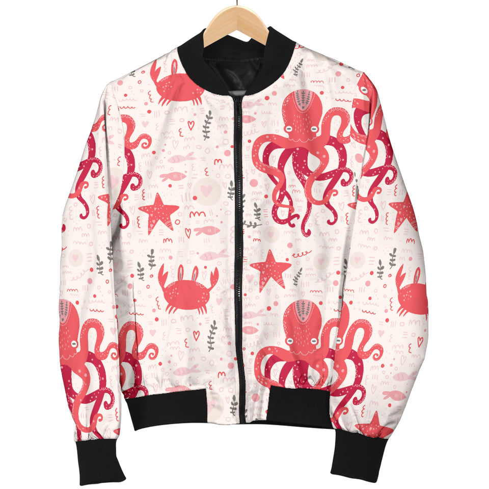 Octopus  Crab Starfish Pattern Men Bomber Jacket