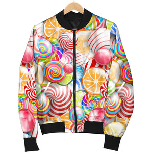 Candy Lollipop Pattern Women Bomber Jacket
