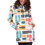 Guitar Pattern Background Women Hoodie Dress