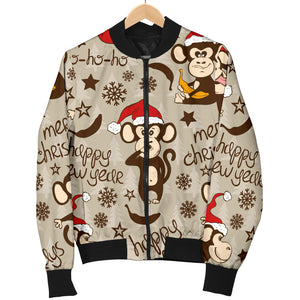 Monkey Christmas Pattern Men Bomber Jacket